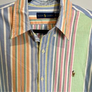 RALPH LAUREN Men's XL Classic Fit COLORFUL Striped Oxford Shirt Quirky